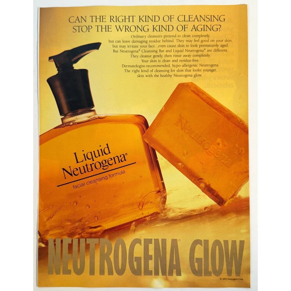Vintage 1993 Neutrogena Facial Cleanser Beauty Advertisement Print Ad